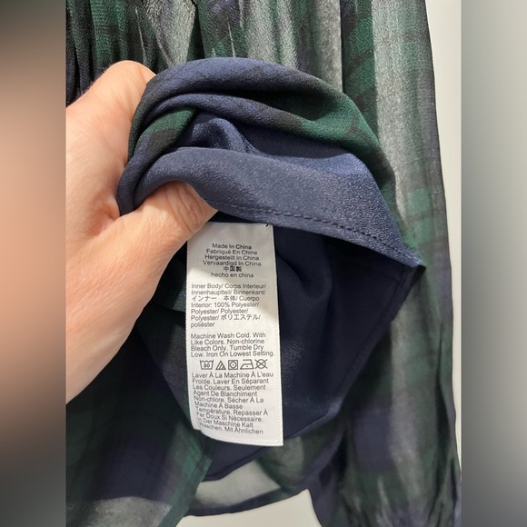 J crew Chiffon shirred-waist top in Black Watch tartan in
Cooper Green Blue sz 0 - Picture 10 of 12